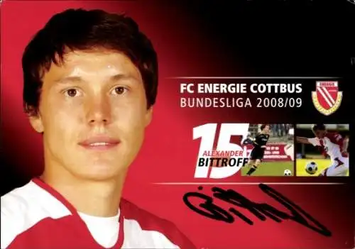 Autogrammkarte Fußballer Alexander Bittroff, FC Energie Cottbus, Autogramm