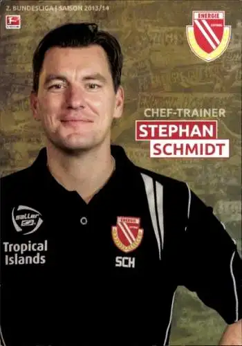 Autogrammkarte Cheftrainer Stephan Schmidt, FC Energie Cottbus, Autogramm