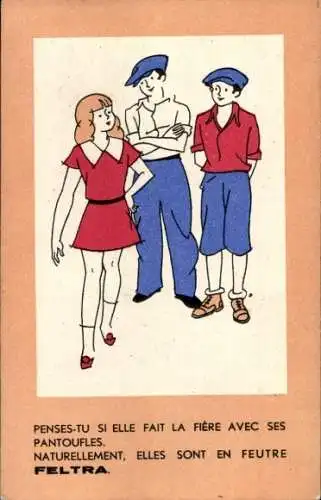 Ak Zwei Jungen und Mädchen, Gespräch, Werbung, Feltra