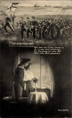 Ak Matrosenherzen, Sturmangriff, Matrose mit Frau