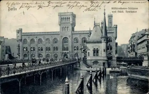 Ak Berlin Mitte, Alexanderplatz, Mühlendamm-Schleuse