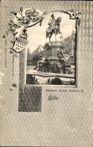 Passepartout Ak Köln am Rhein, Denkmal Kaiser Wilhelm I