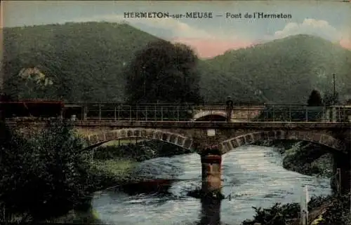 Ak Hermeton sur Meuse Wallonien Namur, Hermeton Brücke