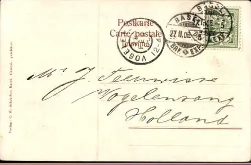 Passepartout Ak Basel Bâle Stadt Schweiz, Wettsteinbrücke, Münster