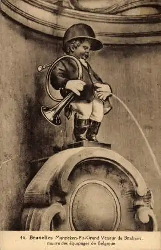 Ak Bruxelles Brüssel, Manneken-Pis Figur, Junge mit Trompete, Brunnen, Belgien