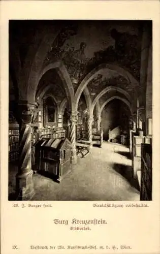 Ak Leobendorf in Niederösterreich, Bibliothek der Burg Kreuzenstein