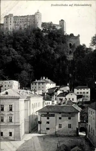 Ak Salzburg in Österreich, Drahtseilbahn, Hohensalzburg, STIELELLER, PETERS KELLE