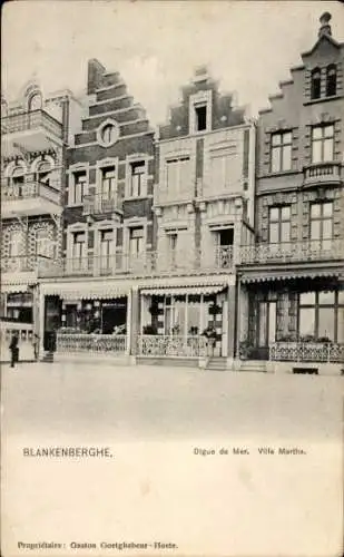 Ak Blankenberghe Blankenberge Westflandern, Architektonische Ansicht, Villa Martha, Digue de Mer,