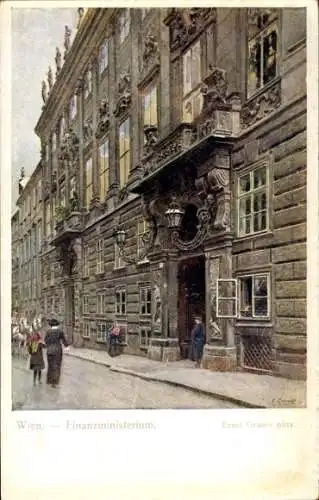 Ak Wien 1 Innere Stadt, Finanzministerium,  Architektur, Menschen auf der Straße