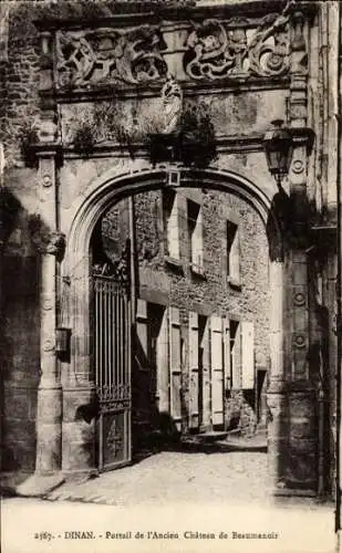 Ak Dinan Côtes-d’Armor, Torbogen, altes Schloss Beaumanoir, Stadtansicht, historisch