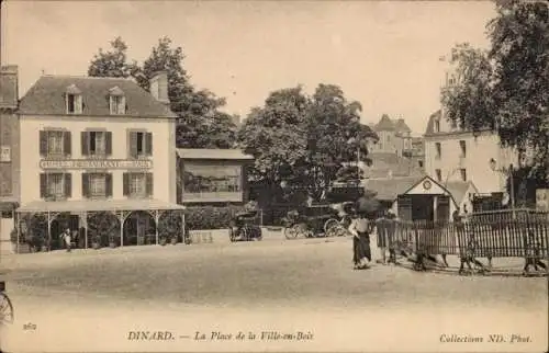 Ak Dinard Ille et Vilaine, Hotel-Restaurant, La Place de la Ville-en-Bois