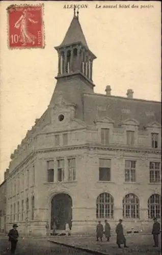 Ak Alencon Orne, Neues Postgebäude,  Architektur, Poststempel