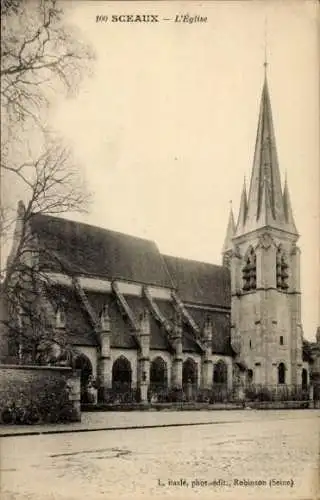 Ak Sceaux Haut de Seine, Kirche L'Église, Fotograf L. Basle, schwarz-weiß,  Ansicht, eindrucksvol