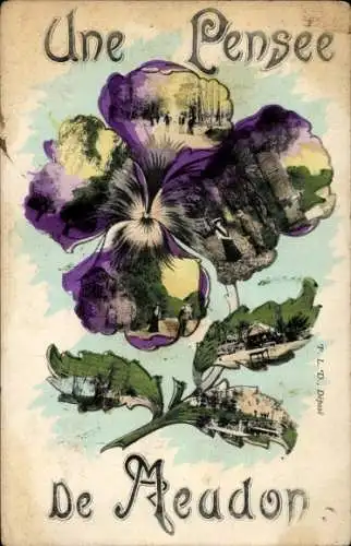 Ak Meudon Hauts de Seine, Bunte Pflanzenillustration mit n Bildern, dekorativer Titel