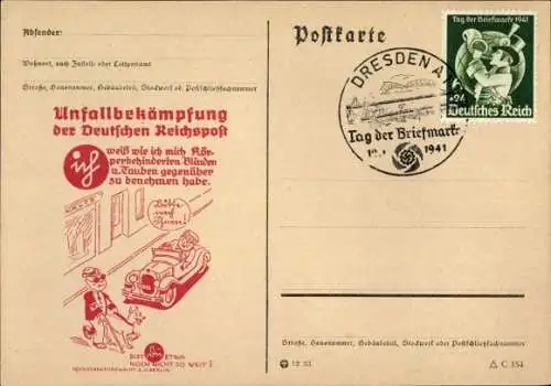 Ak Werbung, Unfallbekämpfung der Deutschen Post