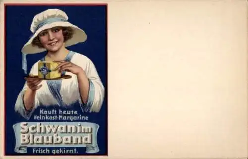 Ak Kauft heute Feinkost Margarine, Schwan im Blauband, Reklame