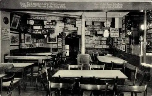 Ak Heidelberg am Neckar, Innenansicht eines Lokals, Plakate an der Wand, Tische und Stühle sichtb