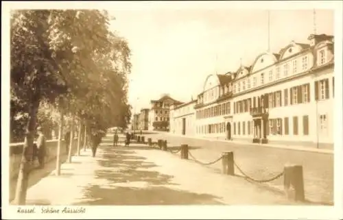 Ak Kassel in Hessen, Schöne Aussicht,  Gebäude, Bäume, Fußweg