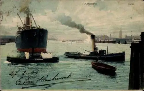 Ak Hamburg Mitte Altstadt, Hafen, Dampfer