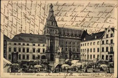 Ak Düsseldorf am Rhein, Rathaus, Marktplatz