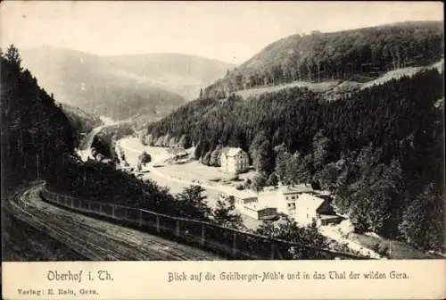 Ak Oberhof im Thüringer Wald, Blick auf die Gehlberger-Mühle, Tal der wilden Gera