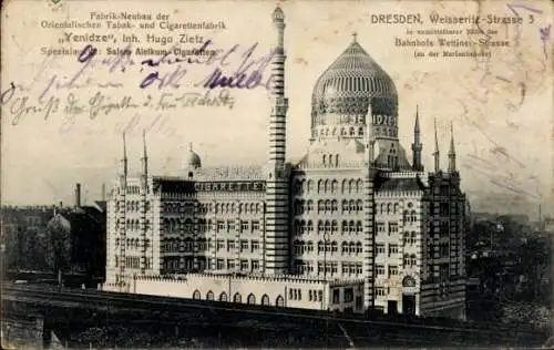 Ak Dresden, Zigarettenfabrik Yenidze, Weisseritz Straße