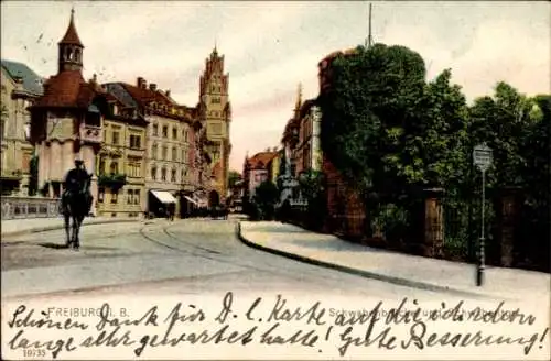 Ak Freiburg im Breisgau, Schwabenbrücke, Schwabentor