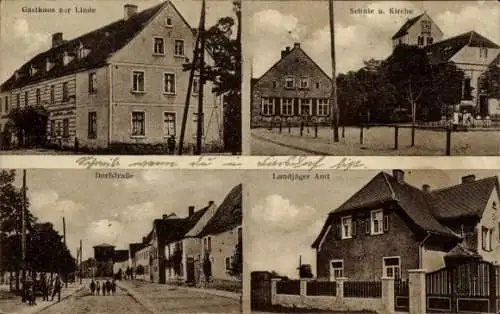 Ak Albersroda Steigra im Saalekreis, Gasthaus zur Linde, Dorfstraße, Schule u. Kirche, Landjager 