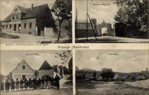 Ak Krosigk Petersberg im Saalekreis, Gasthof z. Deutschen Kaiser, Inh. H. Kyritz, Rittergut