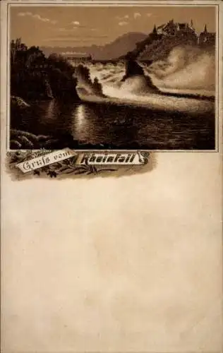 Ak Rheinfall Kanton Schaffhausen, Wasserfall, Naturansicht, Gruss von Rheinfall