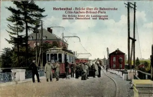 Ak Herbesthal Lontzen Wallonien Lüttich,  Brücke, Bahnstrecke, Kölner Bahn, Grenze Deutschland...