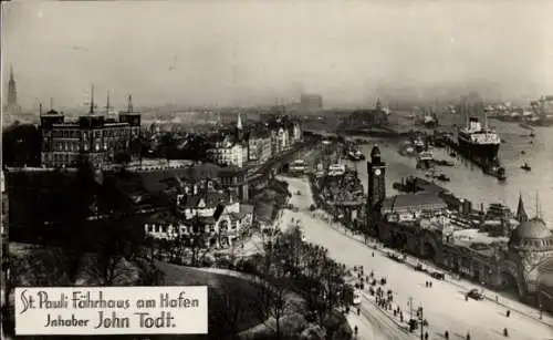 Ak Hamburg Mitte St. Pauli, St. Pauli Fahrhaus, Hafen, John Todt, Schiffe, Stadtansicht