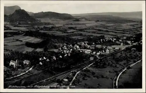 Ak Mühlhausen in Thüringen, Luftaufnahme von  Magdeberg im Hintergrund, -