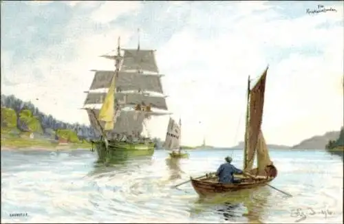 Künstler Ak Segelschiff, Segelboote