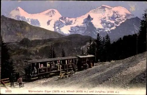 Ak Kanton Bern, Eiger, Mönch, Jungfrau, Mürrenbahn