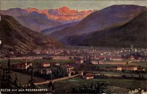 Künstler Ak Bolzano Bozen Trentino Südtirol, Ort mit dem Rosengarten, Tuck 666 B
