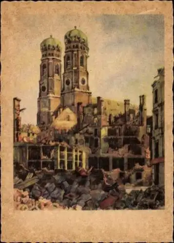 Künstler Ak München, Frauenkirche, Färbergraben