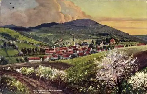 Künstler Ak Gersfeld in der Rhön Hessen, Gesamtansicht