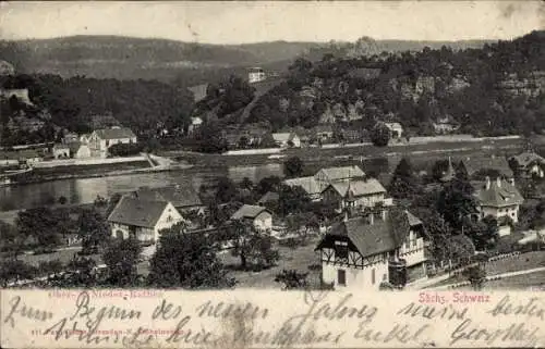 Ak Oberrathen Rathen an der Elbe Sächsische Schweiz, Gesamtansicht, Nieder-Rathen