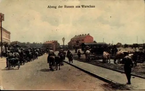 Ak Warszawa Warschau Polen, Abzug der Russen, I. WK