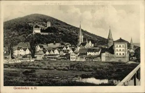 Ak Gemünden am Main Unterfranken, Teilansicht