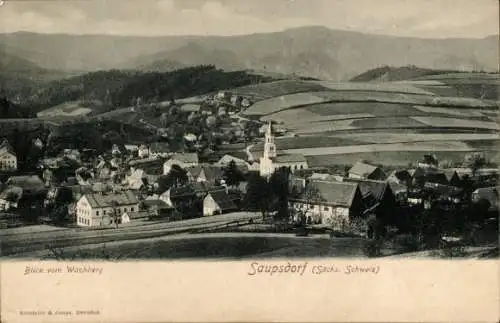 Ak Saupsdorf Sebnitz Sächsische Schweiz, Gesamtansicht, Wachberg