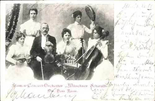 Ak Damen-Konzert-Orchester Münchner Schwalben, Direktor Hans Raum