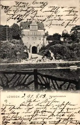 Ak Hansestadt Lübeck, Navigationsschule