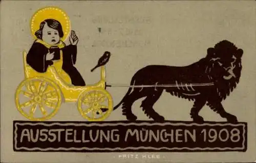 Künstler Ak Klee, F., München, Ausstellung 1908, Löwe, Münchner Kindl