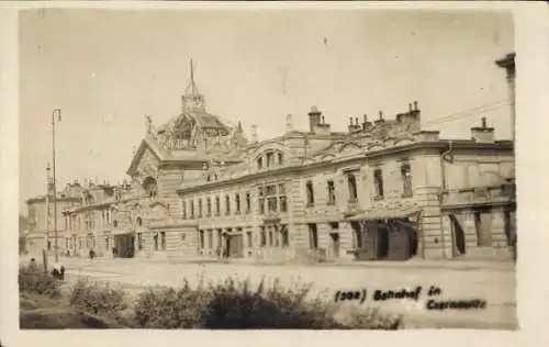 Foto Czernowitz Tschernowitz Cernăuți Ukraine, Bahnhof