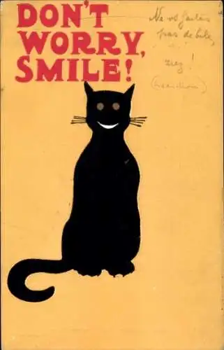 Ak Lächelnde schwarze Katze