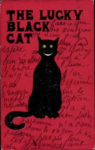 Ak Lächelnde schwarze Katze