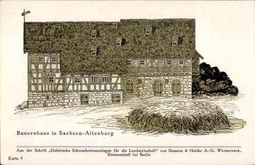 Künstler Ak Bauernhaus in Sachsen Altenburg, Fachwerkhaus