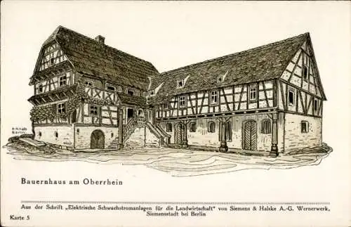 Künstler Ak Bauernhaus am Oberrhein, Werbung